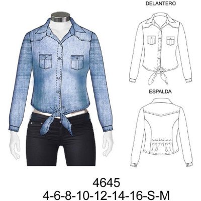 4645 - Molde de Blusa con amarra juvenil 4645 - Molde de Blusa con amarra juvenil