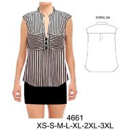 4661 - Molde de Blusa kimono recta con puño, escote v