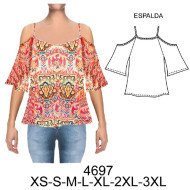 4697 - Molde de Blusa con ruedo amplio