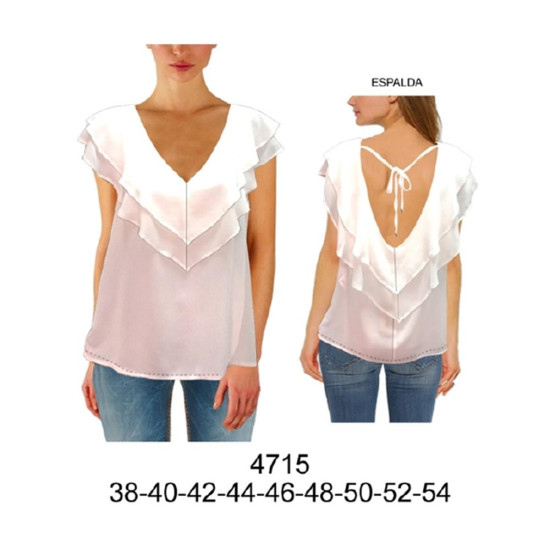 4715 - Molde de Blusa doble vuelo, espalda escotada