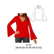 4716 - Molde de Blusa ruedo amplio con amarra en cuello
