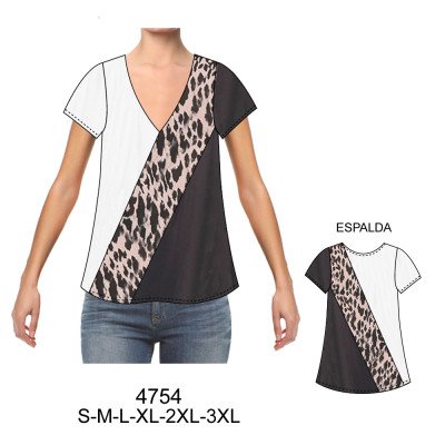 4754 - Molde de Blusa asimétrica, ruedo evase y manga corta 4754 - Molde de Blusa asimétrica, ruedo evase y manga corta