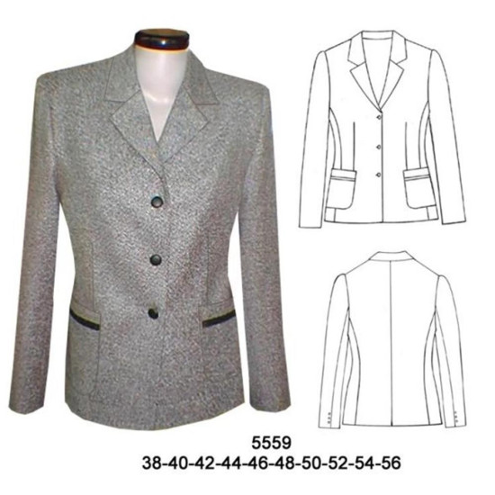 5559 - Molde de Blazer 3 botones aplicacion cuero