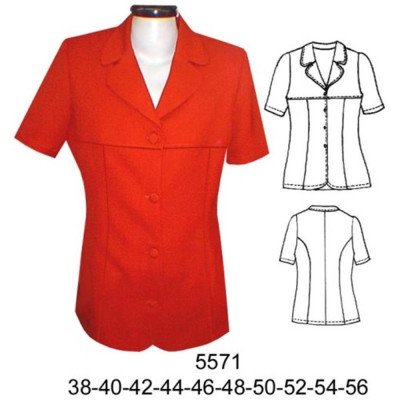 5571 - Molde de Blazer con corte bajo busto solapa redonda; 5571 - Molde de Blazer con corte bajo busto solapa redonda;