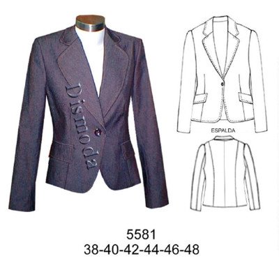 5581 - Molde de Blazer 1 botón entallado (largo 59 cm)