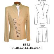 5582 - Molde de Blazer cuello mao corte princesa con bolsillo;