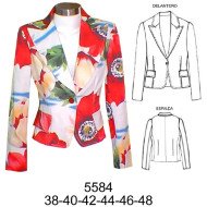 5584 - Molde de Blazer 1 botón entallado (largo 54 cm)