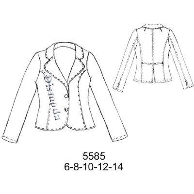 5585 - Molde de Blazer corto de niña corte princesa 5585 - Molde de Blazer corto de niña corte princesa