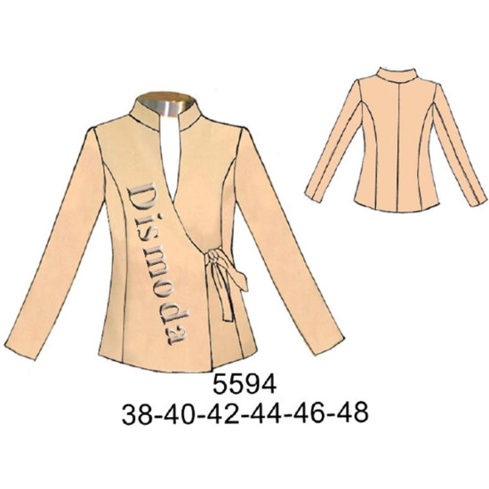 5594 - Molde de Blazer cruzado cuello mao corte princesa 5594 - Molde de Blazer cruzado cuello mao corte princesa