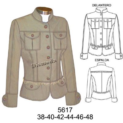 5617 - Molde de Chaqueta entallada con canesú en delantero y espalda