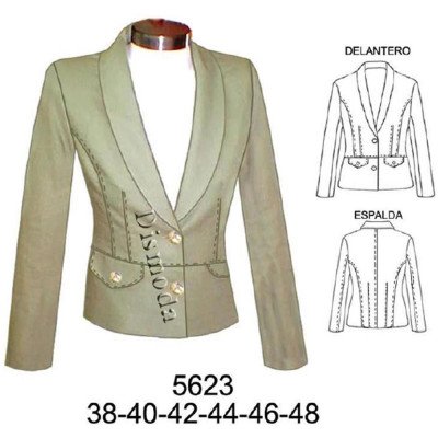 5623 - Molde de Blazer cuello smoking entallado 5623 - Molde de Blazer cuello smoking entallado