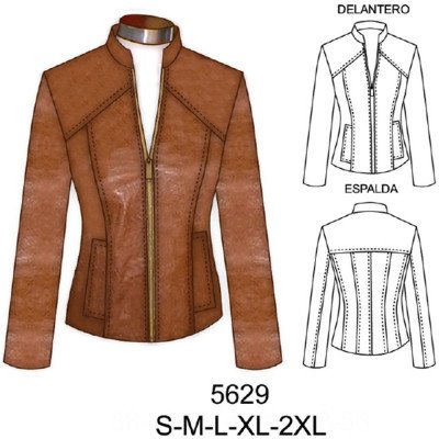 5629 - Molde de Chaqueta con canesú y cortes en delantero y espalda 5629 - Molde de Chaqueta con canesú y cortes en delantero y espalda