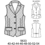 5633 - Molde de Chaleco sin mangas con solapa largo 59 cms