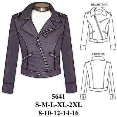 5641 - Molde de Chaqueta corta ajustada con bolsillo y cierres 5641 - Molde de Chaqueta corta ajustada con bolsillo y cierres