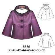 5656 - Molde de Chaqueta corta semi evase, manga ¾