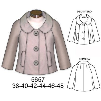 5657 - Molde de Chaqueta semi evase cuello redondo