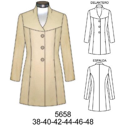 5658 - Molde de Blazer cuello mao escote v 5658 - Molde de Blazer cuello mao escote v