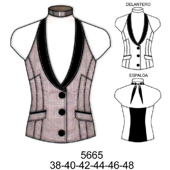 5665 - Molde de Chaleco sin mangas con amarra en cuello 5665 - Molde de Chaleco sin mangas con amarra en cuello