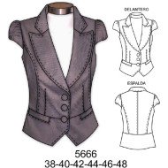 5666 - Molde de Blazer manga pestaña corte en cintura