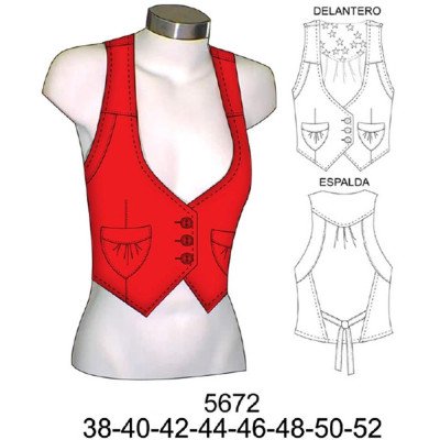 5672 - Molde de Gilette juvenil abotonado con bolsillo 5672 - Molde de Gilette juvenil abotonado con bolsillo