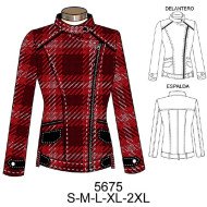 5675 - Molde de Chaqueta cruzada con cierre y cuello mao entallada