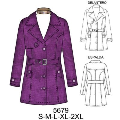 5679 - Molde de Chaqueta estilo impermeable 5679 - Molde de Chaqueta estilo impermeable