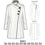 5691 - Molde de Abrigo con cruce diagonal sobre busto (largo ref