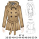 5714 - Molde de Blazer con gorro, cruzado grande, corte princesa, largo 65 cms 5714 - Molde de Blazer con gorro, cruzado grande, corte princesa, largo 65 cms