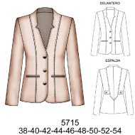 5715 - Molde de Blazer cuello integrado corte princesa