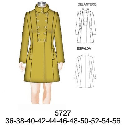5727 - Molde de Chaquetón cuello alto 5727 - Molde de Chaquetón cuello alto