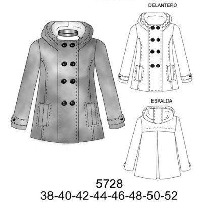 5728 - Molde de Chaqueta con gorro