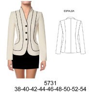 5731 - Molde de Blazer corte sobre busto, con bolsillo con vivos en cortes