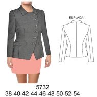 5732 - Molde de Blazer cruzado cuello convertible