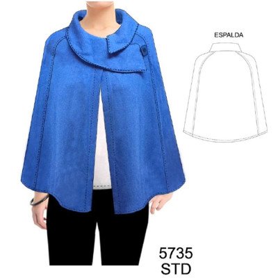 5735 - Molde de Capa raglan cuello cruzado