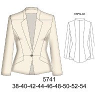5741 - Molde de Blazer moderno 1 botón con cola en espalda
