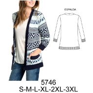 5746 - Molde de Tapado estilo cárdigan,