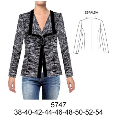 5747 - Molde de Chaqueta corta acolchada corte chanell 5747 - Molde de Chaqueta corta acolchada corte chanell