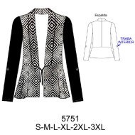 5751 - Molde de Tapado cuello smoking, corte en espalda