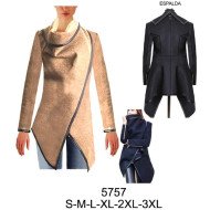 5757 - Molde de Chaquetón cuello cruzado cierre en manga, contorno envivado