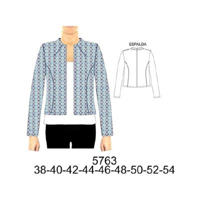 5763 - Molde de Chaqueta corte princesa con cuello tipo mao 5763 - Molde de Chaqueta corte princesa con cuello tipo mao