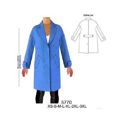 5770 - Molde de Abrigo recto manga tipo kimono 5770 - Molde de Abrigo recto manga tipo kimono