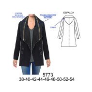 5773 - Molde de Chaquetón con gorro y cierre estilo tapado sin forro