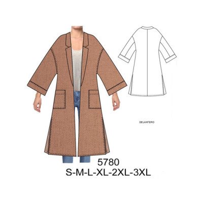 5780 - Molde de Abrigo estilo kimono 5780 - Molde de Abrigo estilo kimono