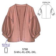 5786 - Molde de Tapado estilo kimono, manga globo