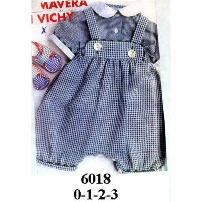 6018 - Molde de Conjunto de polera con cuello peter pan y manga corta con puño, y pantalón corto con tirantes, pretina elasticada y basta elasticada 6018 - Molde de Conjunto de polera con cuello peter pan y manga corta con puño, y pantalón corto con tirantes, pretina elasticada y basta elasticada