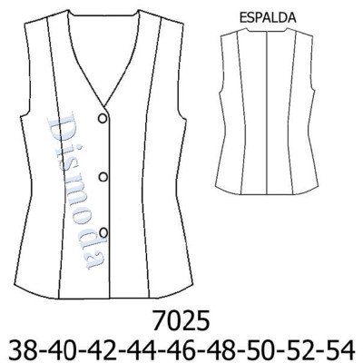 7025 - Molde de Chaleco de uniforme 7025 - Molde de Chaleco de uniforme
