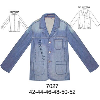 7027 - Molde de Chaqueta con corte en delantero y espalda