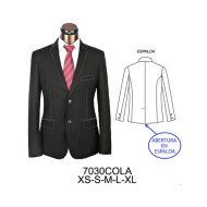 7030cola - Molde de Veston juvenil entallado solapa 2 botones pequeña, abertura en espalda