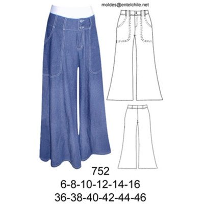 752 - Molde de Pantalón a la cadera, basta campana 752 - Molde de Pantalón a la cadera, basta campana