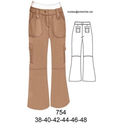 754 - Molde de Pantalón cargo a la cadera 754 - Molde de Pantalón cargo a la cadera